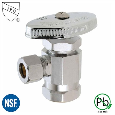 Thrifco Plumbing 1/2 Inch FIP x 3/8 Inch Comp Multi-Turn Angle Stop Valve, Lead 4405462